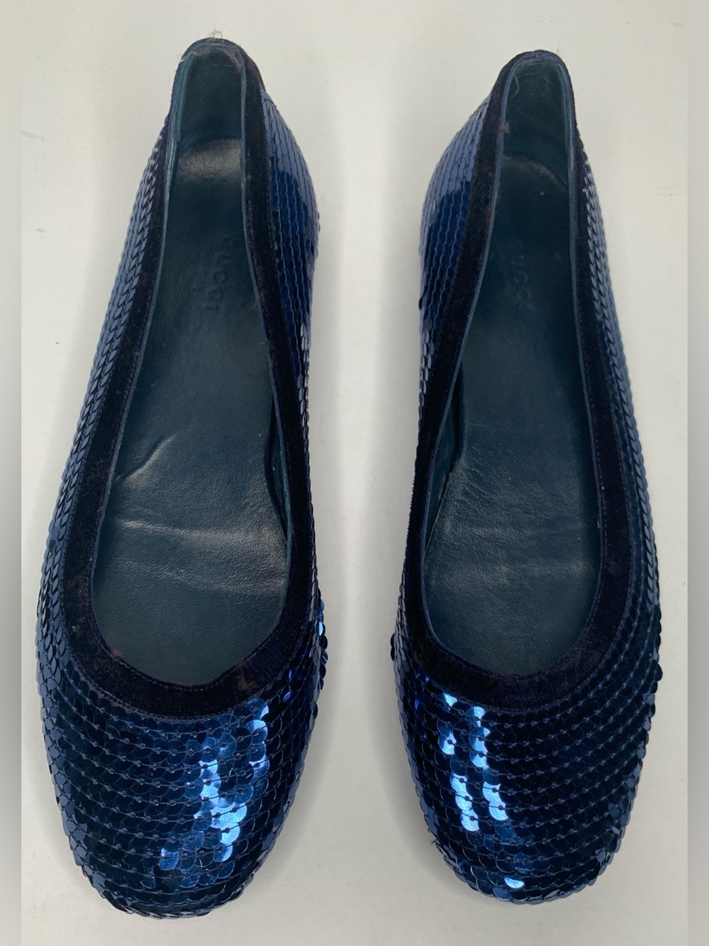 Classic GUCCI Sequin Ballet Flats - Navy Blue